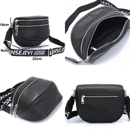 Zipper Fashion Cowhide Shoulder Bag Genuine Leather Women Bags Shoulder Bag Goes With Anything