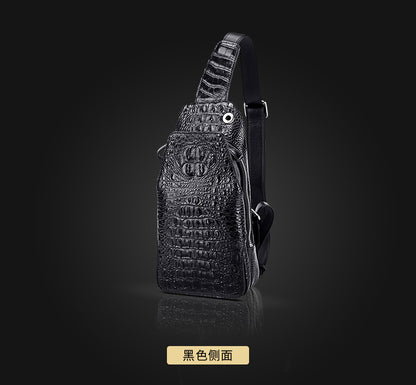Crocodile bone skin bust bag genuine leather men's bag casual luxury crossbody bag 
