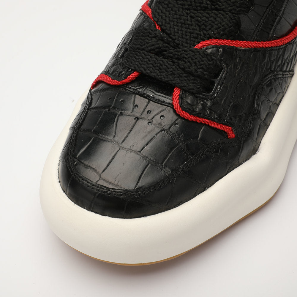 Crocodile belly skin genuine leather men's sneakers fashion sports casual shoes wear-resistant in-heel men shoes 