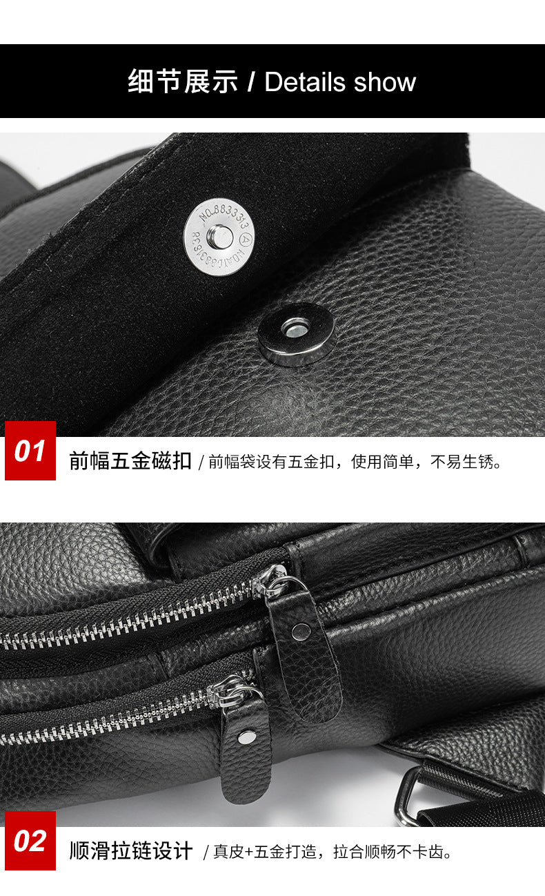 Men's Bust Bag Cowskin Genuine Leather Outer Multifunctional Fashion Casual Sports Men Bag 