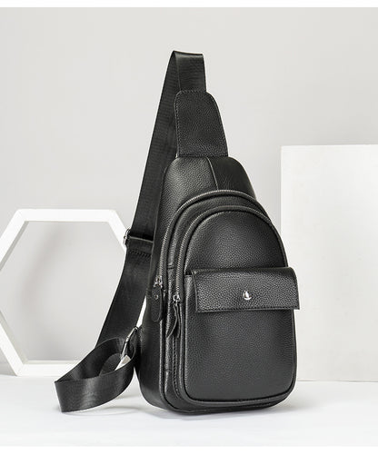 Men's Bust Bag Cowskin Genuine Leather Outer Multifunctional Fashion Casual Sports Men Bag 