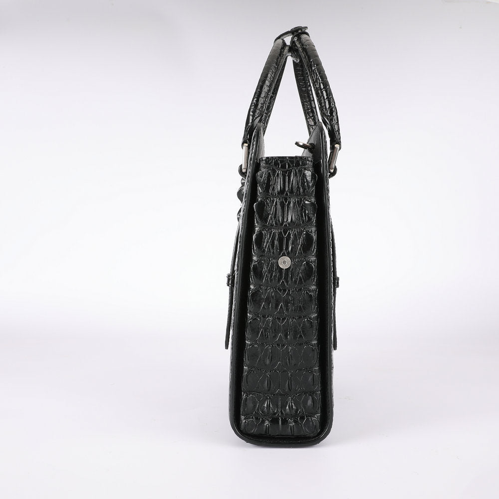Crocodile Bone Skin Genuine Leather Men's Briefcase Business Commuting Casual Crossbody Shoulder Bag Vertical Handbag 