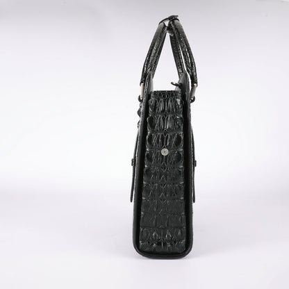 Crocodile Bone Skin Genuine Leather Men's Briefcase Business Commuting Casual Crossbody Shoulder Bag Vertical Handbag 