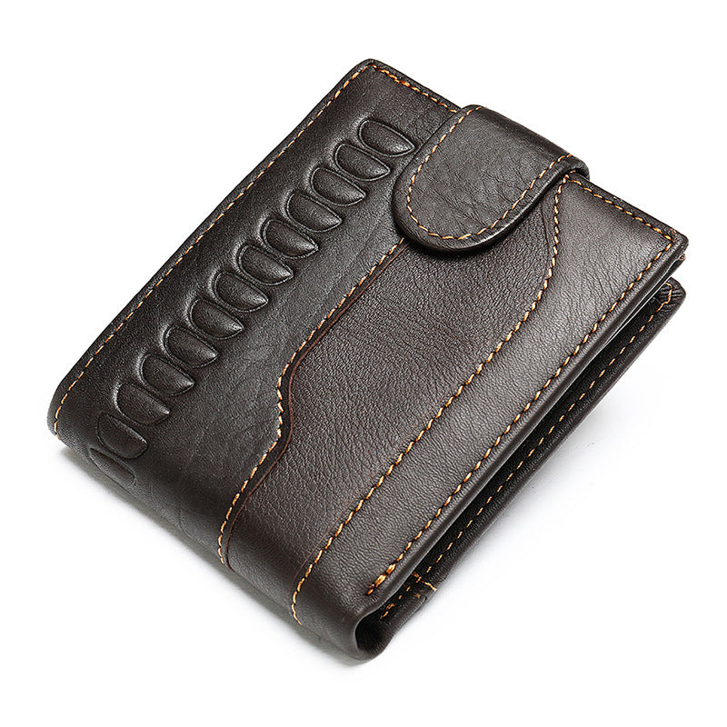 Men's Short Wallet Made of Genuine Cowhide Leather Retro Multifunctional Men's Card Bag Wallet 