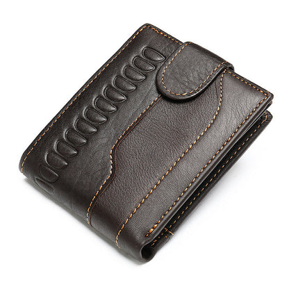 Men's Short Wallet Made of Genuine Cowhide Leather Retro Multifunctional Men's Card Bag Wallet 