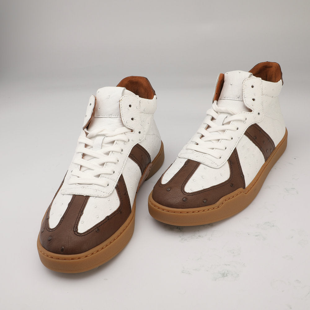 Ostrich skin genuine leather men's shoes fashion casual short boots 