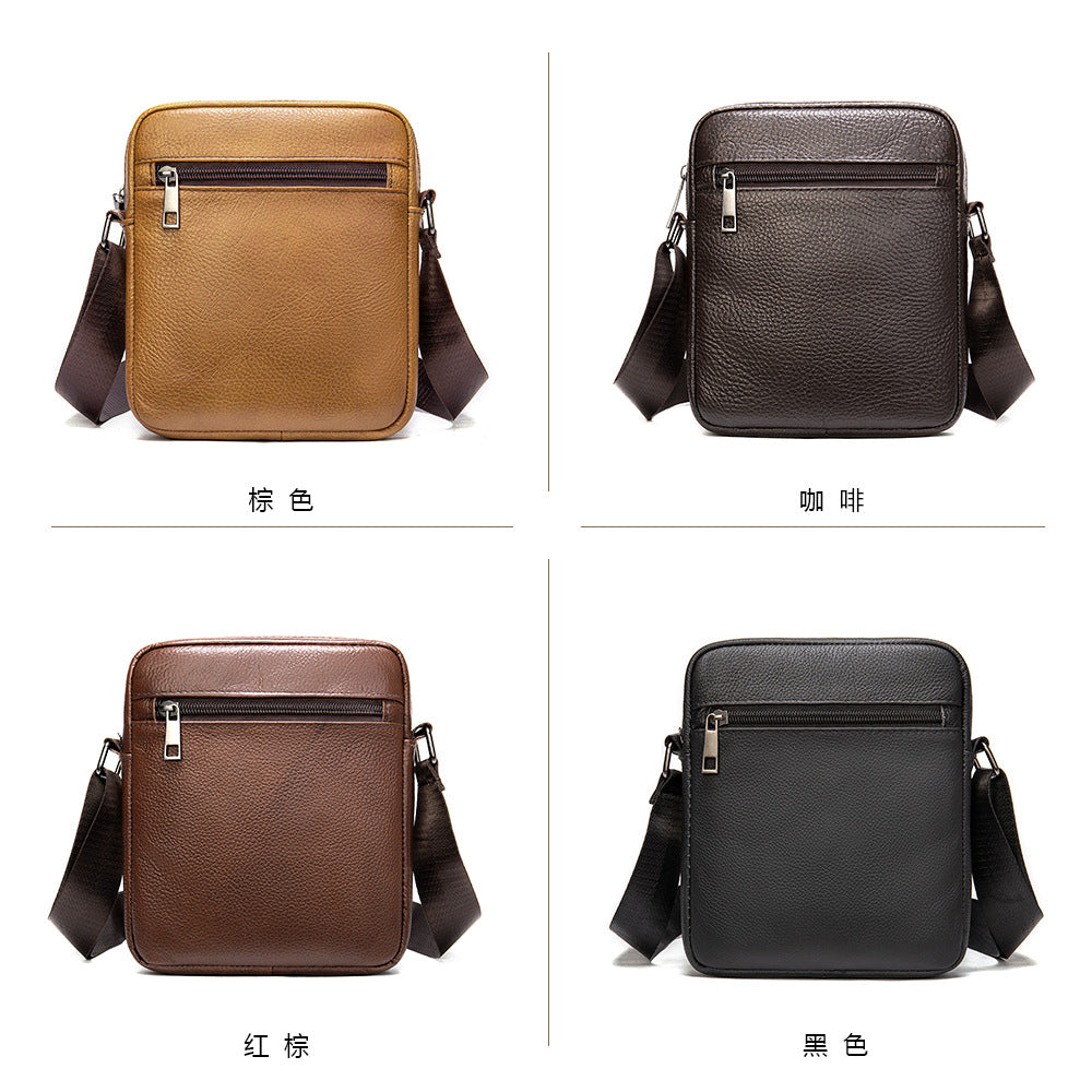 Men's shoulder bag Genuine cowhide leather business commuter lychee pattern crossbody bag for men 