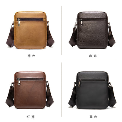 Men's shoulder bag Genuine cowhide leather business commuter lychee pattern crossbody bag for men 