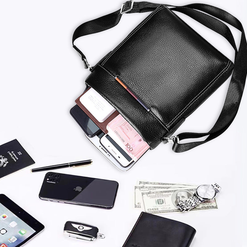 Men's Shoulder Bag Genuine Cowhide Leather Korean Fashion Business Casual Crossbody Bag for Men 