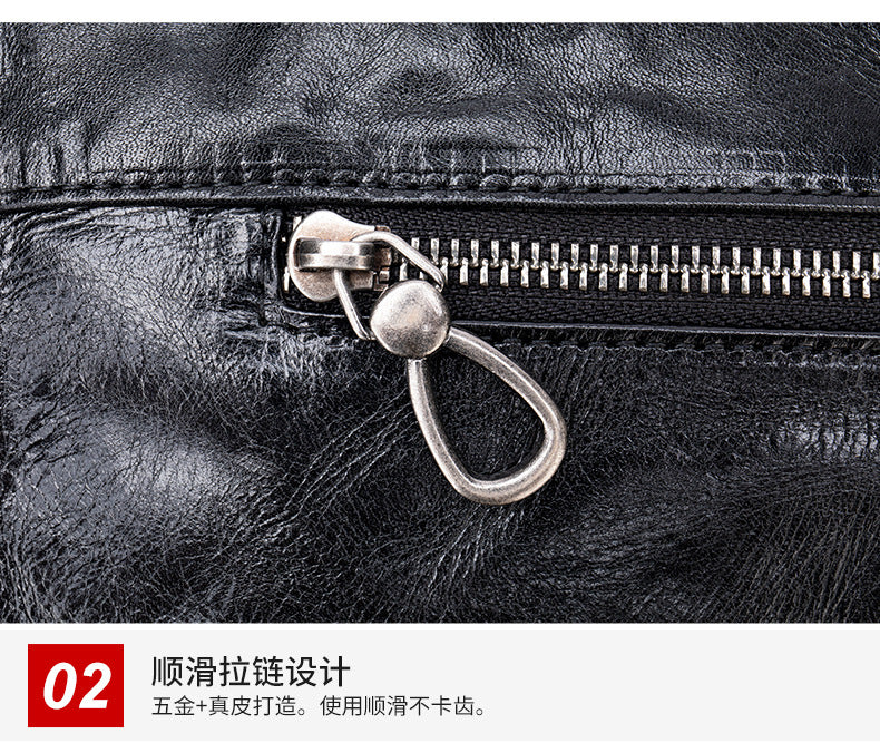 Men's Shoulder Bag Genuine Cowhide Leather Fashion Hand-held Crossbody Bag for Men 