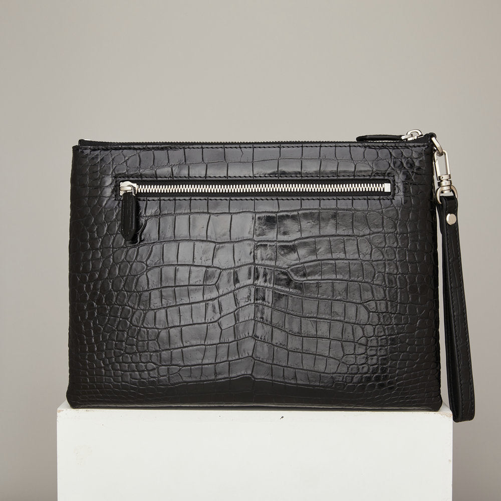 Siamese Crocodile Skin Men's Bag Genuine Leather Business Casual Handbag 