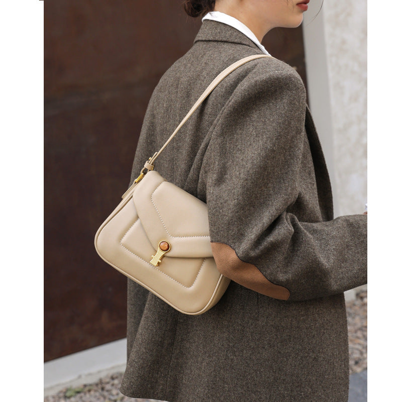 Underarm bag ladies genuine leather shoulder bag cowhide crossbody bag fashion goes with anything