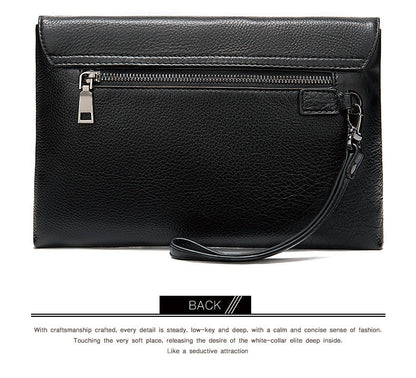 Men's Clutch Bag Cowskin Business Large Capacity Handbag for Men 