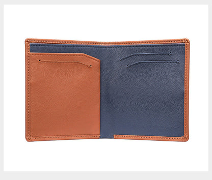 Men's short wallet genuine cowhide leather bi-fold retro card bag men's wallet 