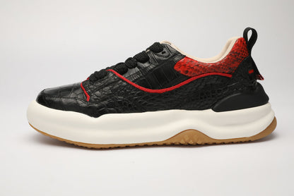 Crocodile belly skin genuine leather men's sneakers fashion sports casual shoes wear-resistant in-heel men shoes 