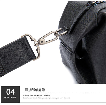 Men's Shoulder Bag Genuine Cowhide Leather Fashion Vintage Crossbody Bag for Men 