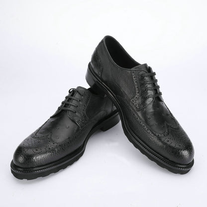 Ostrich skin genuine leather men's leather shoes Excellent breathability Men's business shoes 