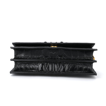 Siamese Crocodile Skin Women's Bag Women's Diagonal Shoulder Bag Genuine Leather Bag Leather Tote Bag Chain Bag