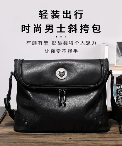 Men's shoulder bag, genuine cowhide leather, casual, multi-functional, large capacity, fashion crossbody bag 