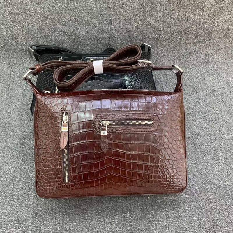 Men's Shoulder Bag Crocodile Belly Skin High Quality Casual Fashion Men's Crossbody Bag