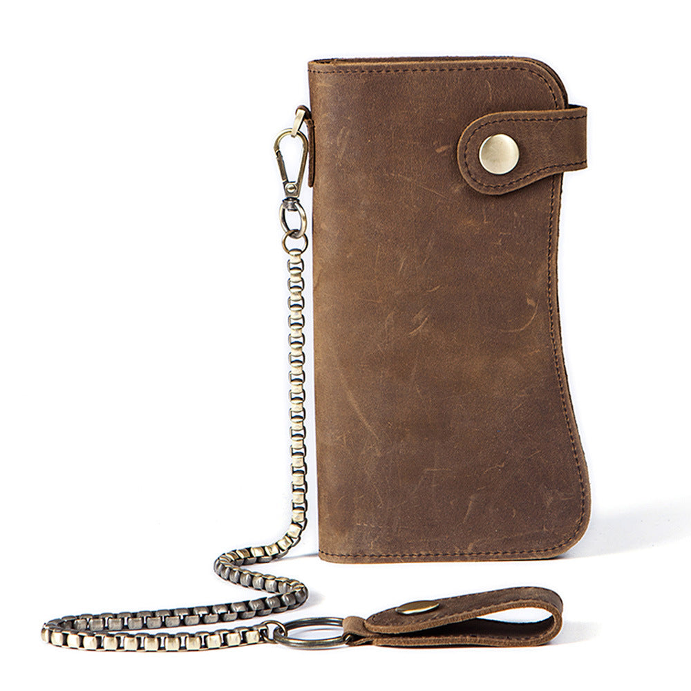 Men's Wallet Cow Leather Fashion Personality Zipper Clutch Bag Men's Card Bag Handbag 