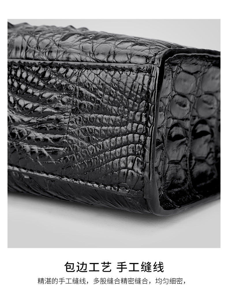 Siamese crocodile skin men's handbag genuine leather large capacity casual business men's bag 