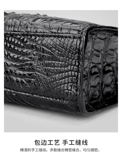 Siamese crocodile skin men's handbag genuine leather large capacity casual business men's bag 