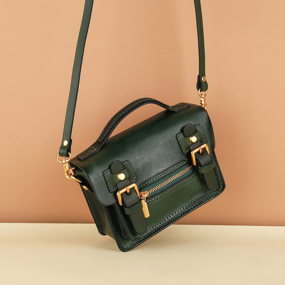 Women's Cowhide Gyukawa Pouch Luxury Mini Shoulder Bag Genuine Leather Crossbody Bag Retro
