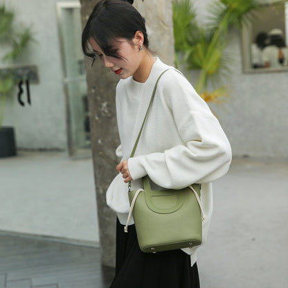 Genuine leather ladies bag large capacity diagonal shoulder bag cowhide commuter one shoulder tote bag