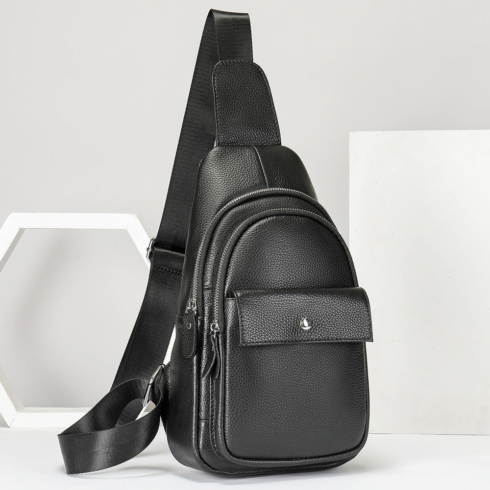Men's Bust Bag Cowskin Genuine Leather Outer Multifunctional Fashion Casual Sports Men Bag 