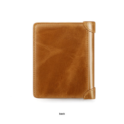 Men's wallet genuine cowhide leather RFID anti-theft brush large capacity multi-functional men's wallet 