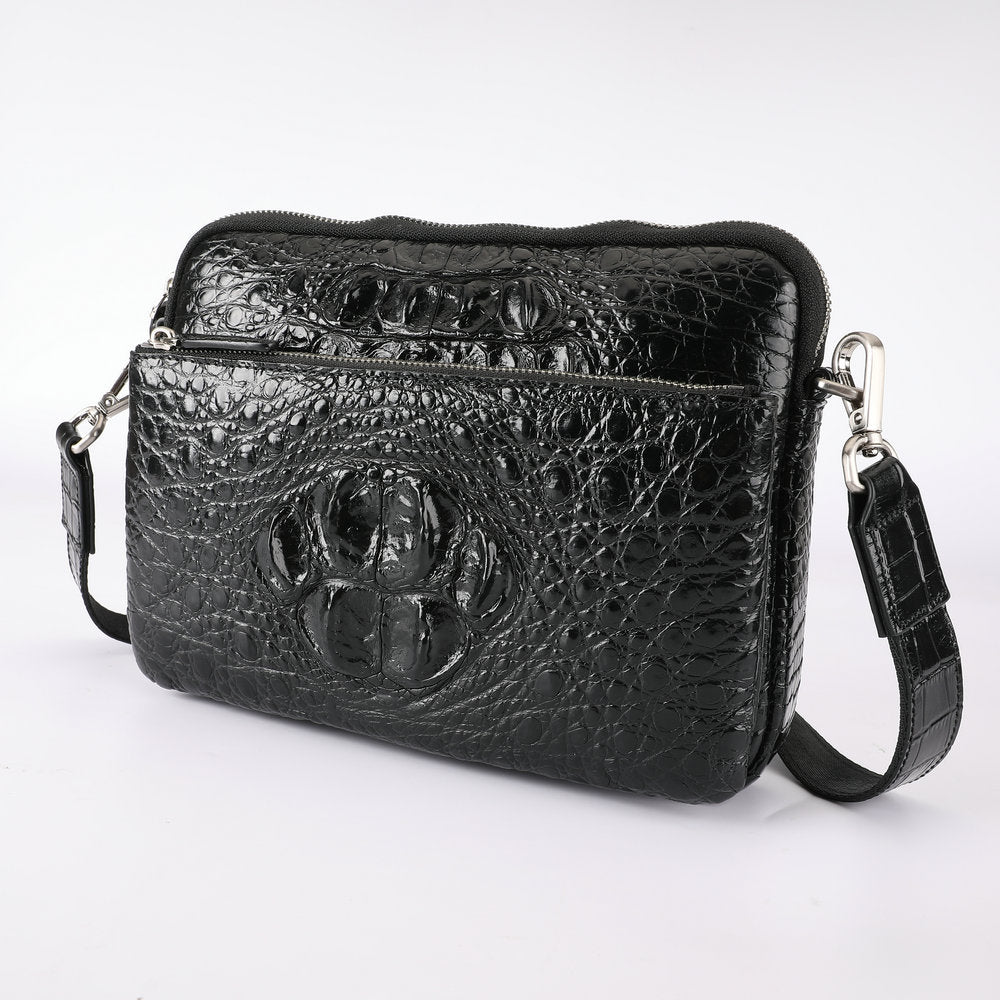 Crocodile Bone Skin Men's Shoulder Bag Messenger Bag Genuine Leather Large Capacity Casual Fashion Crossbody Bag for Men 