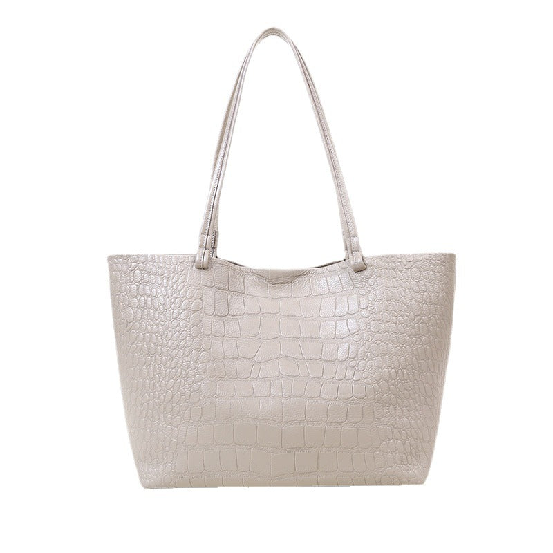Large Capacity Simple Stone Pattern Bag Women Tote Bag Commuting Casual Shoulder Bag Crossbody Bag