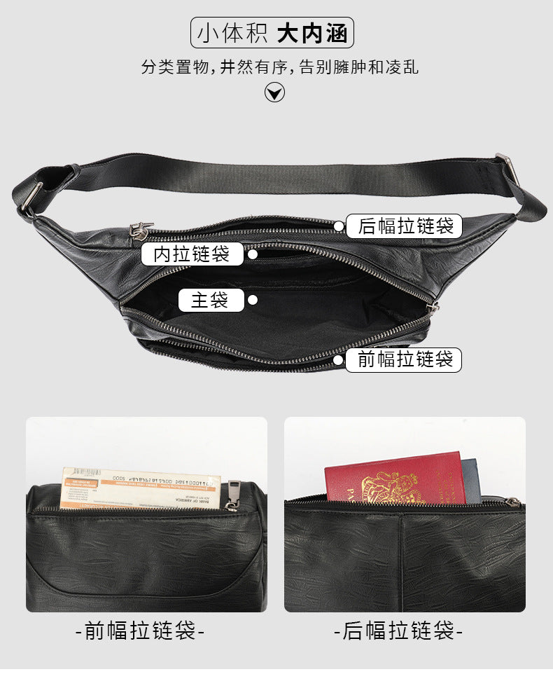 Men's Waist Bag Sports Fashion Casual Commuting Bust Bag Shoulder Bag 