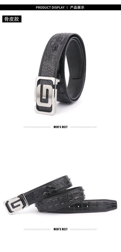 Men's Belt Crocodile Skin Genuine Leather Width 3.8cm Casual Men's Belt 