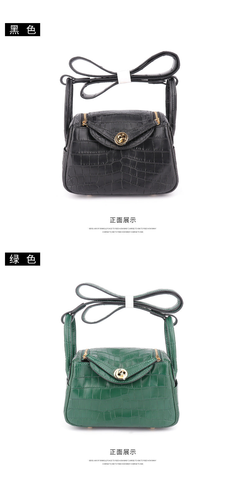 Matte crocodile skin women's bag genuine leather shoulder bag crossbody bag goes with anything