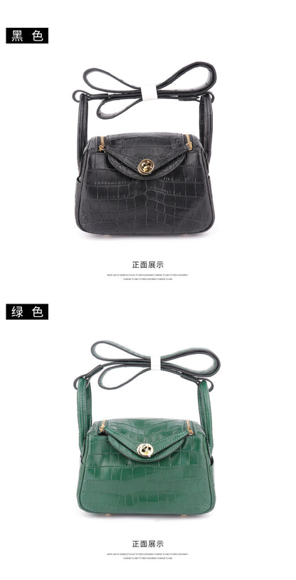 Matte crocodile skin women's bag genuine leather shoulder bag crossbody bag goes with anything