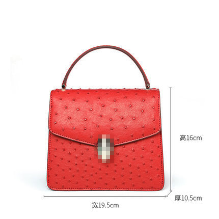 Ostrich leather handbag casual all-in-one shoulder bag can cross the chain bag diagonally