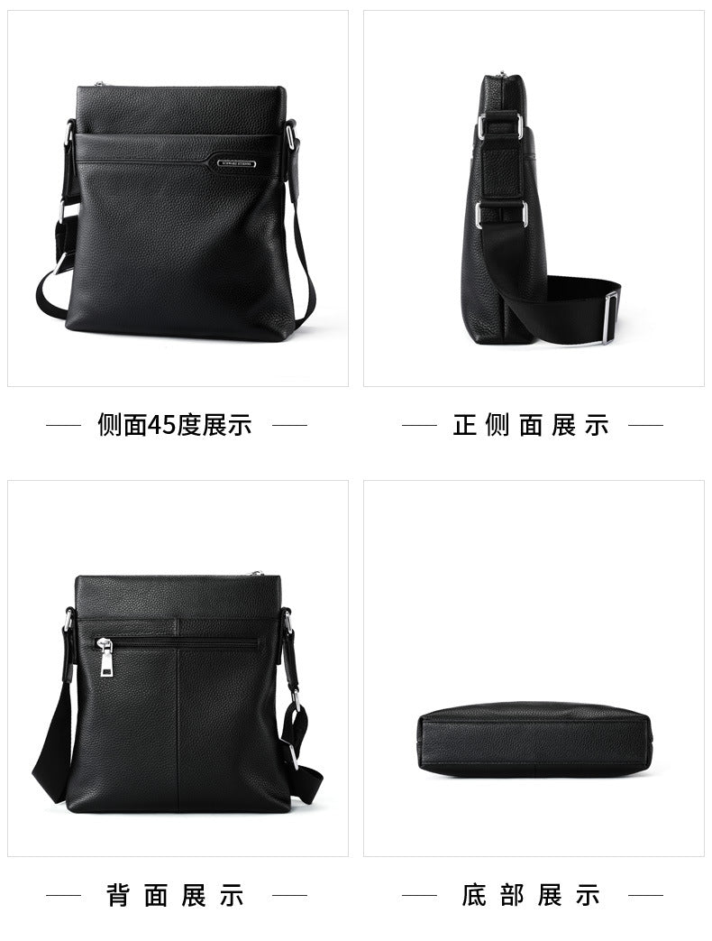 Men's Shoulder Bag Genuine Leather Cowhide Business Crossbody Bag for Men 