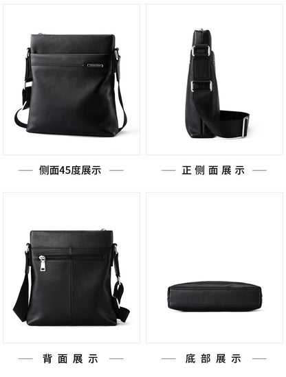 Men's Shoulder Bag Genuine Leather Cowhide Business Crossbody Bag for Men 