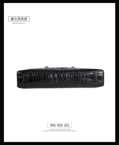 Siamese crocodile bone skin men's briefcase handbag anti-theft security lock genuine leather luxury business bag handbag 