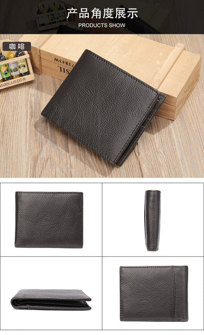 Men's short wallet made of genuine cowhide leather bifold folding DIY handmade wallet men's wallet 