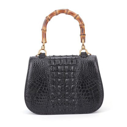 Crocodile leather women bag casual trend bamboo section bag shoulder bag handbag high quality
