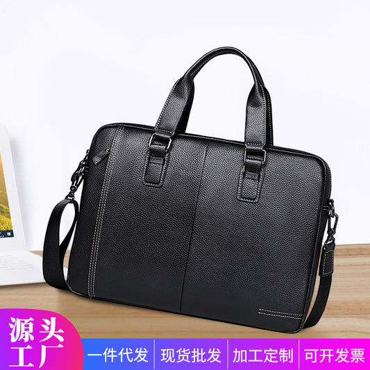 Men's handbag Genuine leather cowhide computer bag Business large capacity briefcase Men's handbag 