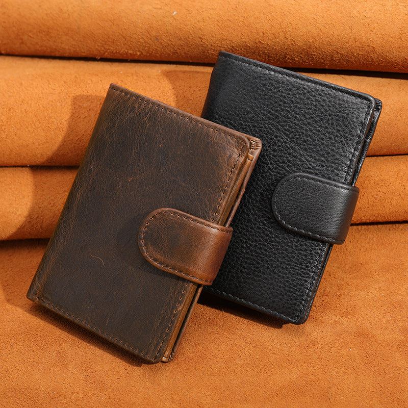 Men's short wallet cowhide genuine leather retro clutch bag card bag men's wallet 