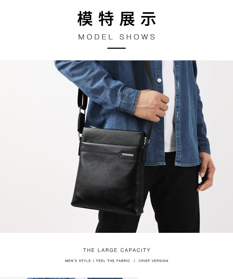 Men's Shoulder Bag Genuine Leather Cowhide Business Crossbody Bag for Men 