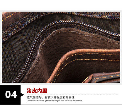 Men's short wallet, genuine cowhide leather, multi-functional coin purse, zipper, clasp, men's wallet 