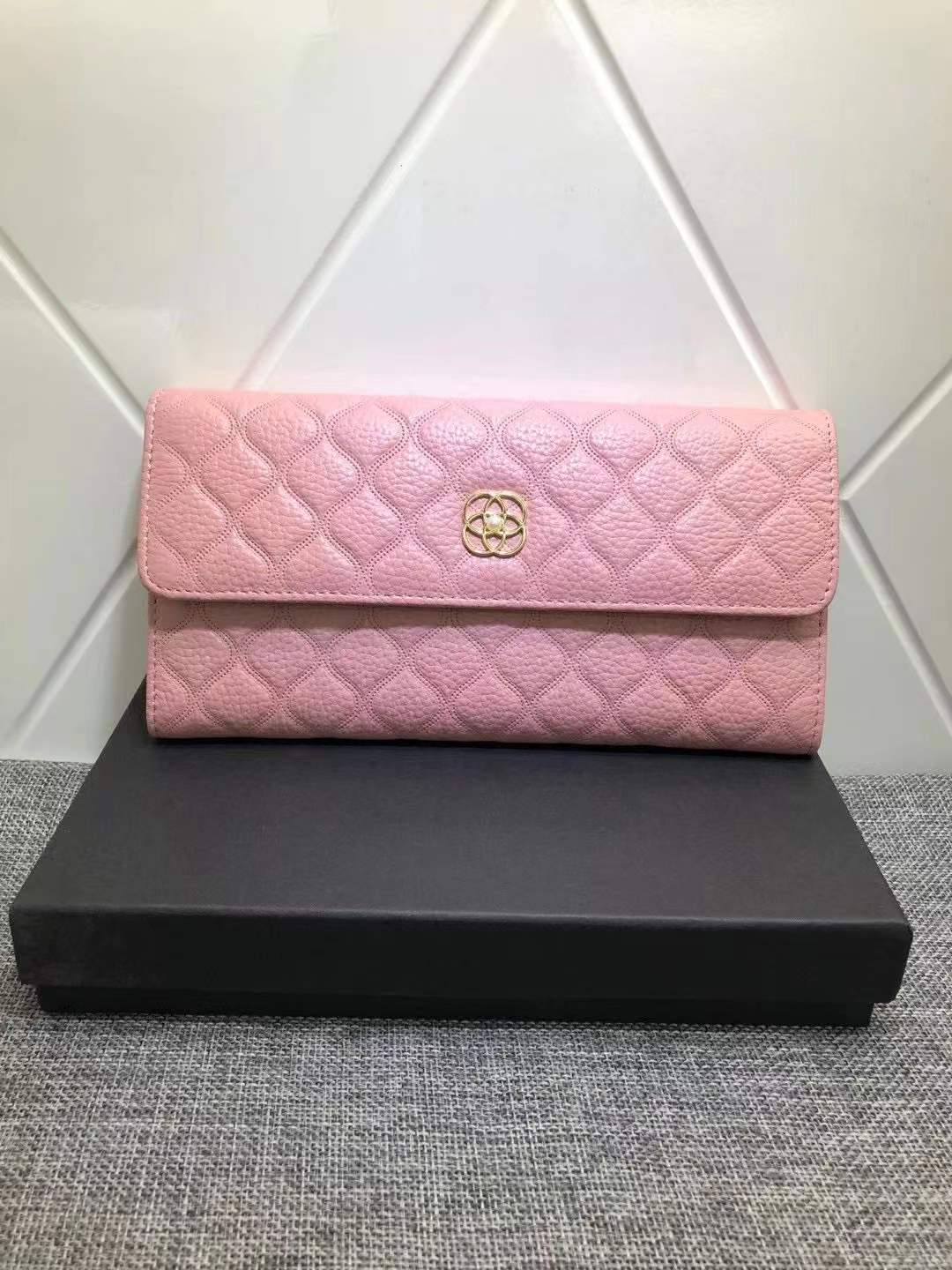 Ladies wallet fashion check cowhide wallet simple ladies bifold wallet bag