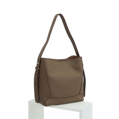 Genuine leather ladies large capacity one shoulder explosive bucket bag one shoulder simple commuting tote bag