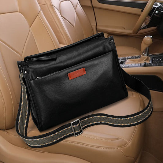 Men's Shoulder Bag Cowhide Genuine Leather Fashion Casual Commuting Crossbody Bag for Men 